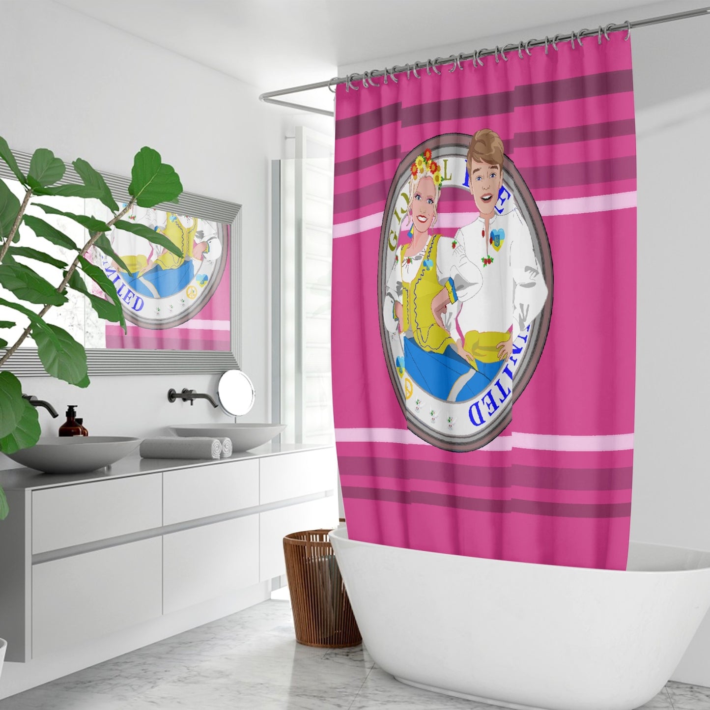 GLOBAL FREEDOM UNITED© Couple Ukrain Pink2 - Quick-drying Shower Curtain