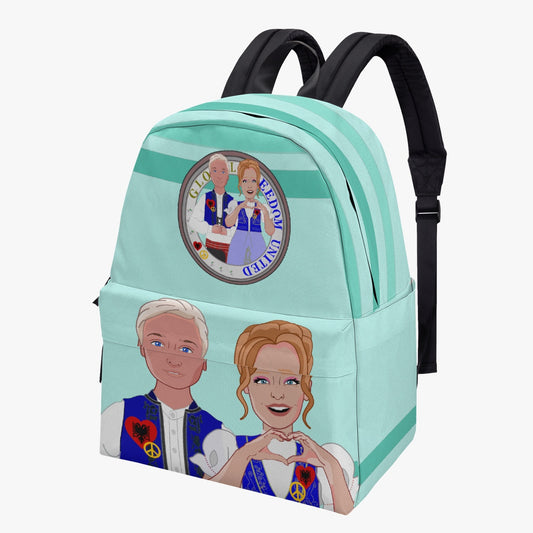 GLOBAL FREEDOM UNITED© Couple Albania Light Green - All-over-print Canvas Backpack