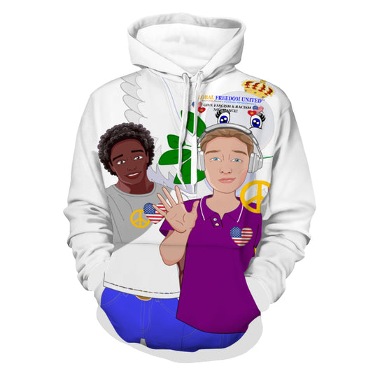 Hoodie GLOBAL FREEDOM UNITED© Men Anti Racism & Fascism USA Big