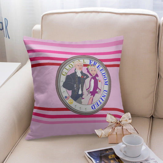 GLOBAL FREEDOM UNITED© Couple USA Georg Washington Pink 1 - Square Pillow Cover