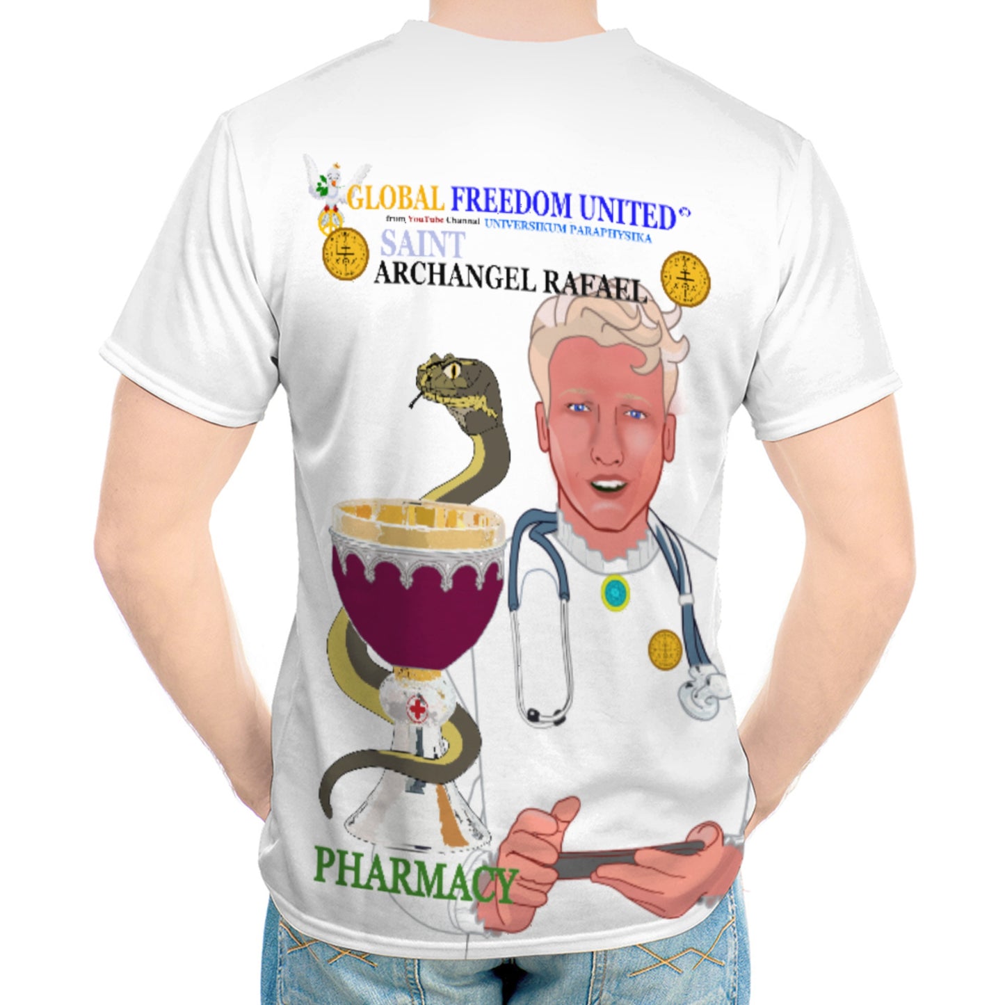 Men´s T-shirt GLOBAL FREEDOM UNITED© Archangel Rafael Pharmacy