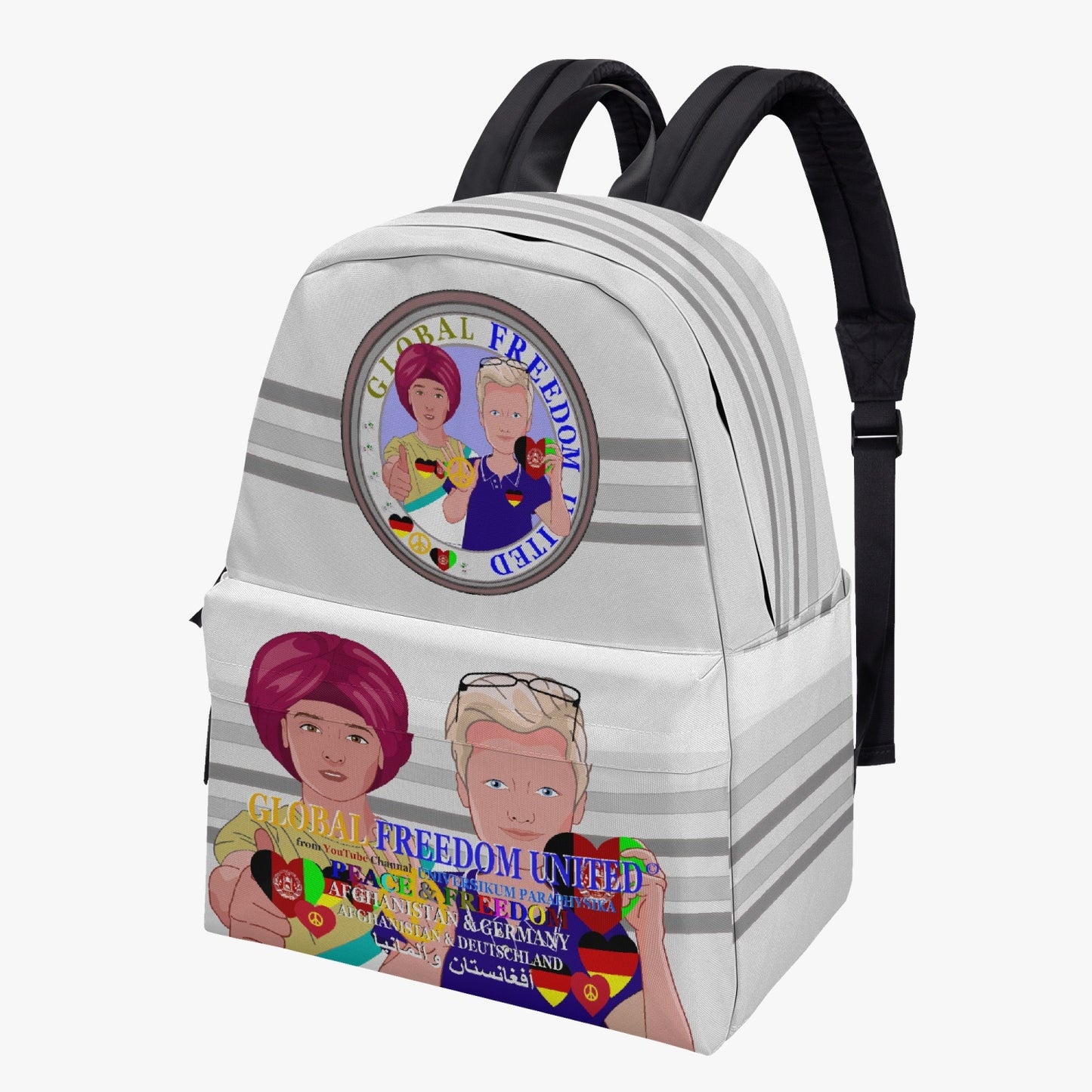 GLOBAL FREEDOM UNITED MEN AFGHANISTAN & GERMANY OLD PEACE All-over-print Canvas Backpack