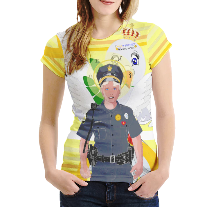 Women´s T-shirt 1 GLOBAL FREEDOM UNITED© Archangel Michael As Policemen Yellow
