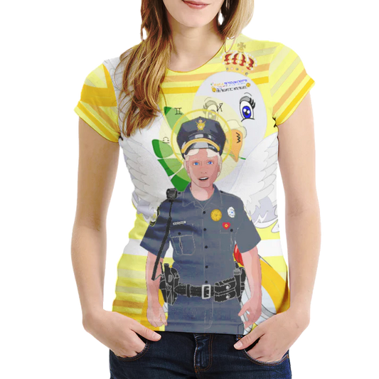 Women´s T-shirt 1 GLOBAL FREEDOM UNITED© Archangel Michael As Policemen Yellow