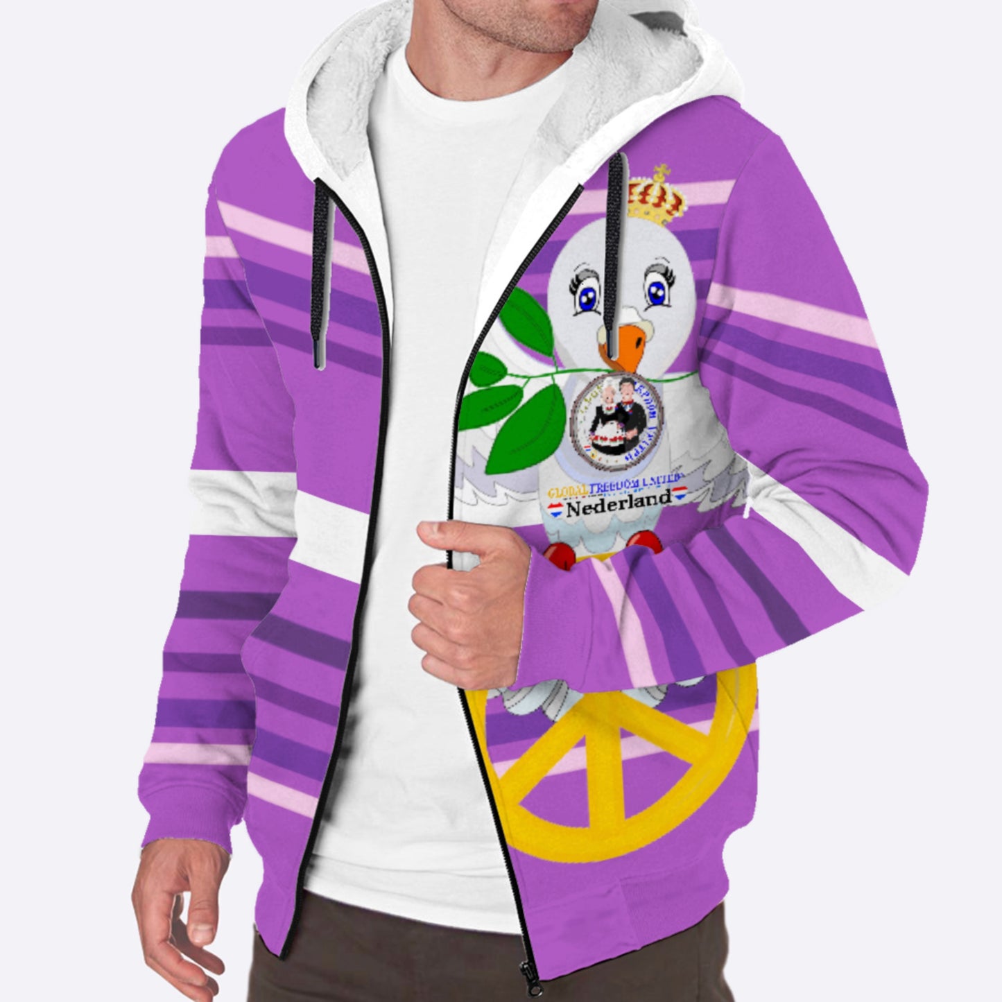 Plush Hoodie GLOBAL FREEDOM UNITED© Couple Nederland Lilac