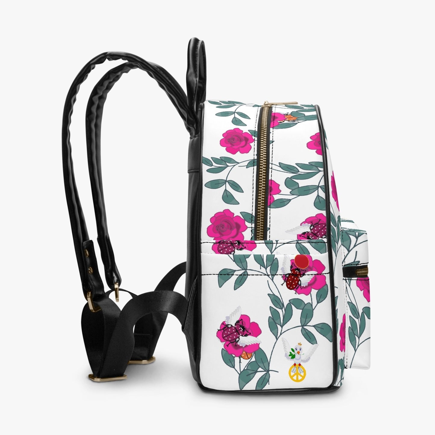 GLOBAL FREEDOM UNITED© Women Afghanistan & Germany Pink Roses - All Over Printed PU Backpack