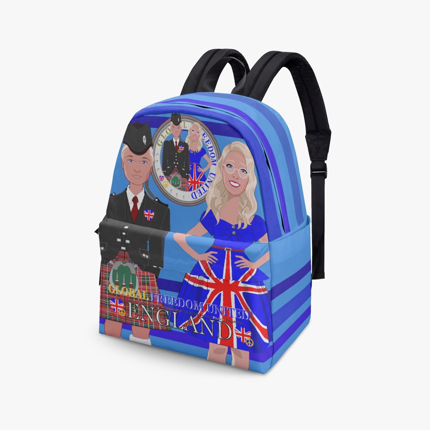GLOBAL FREEDOM UNITED© Couple England Deep Blue - All-over-print Canvas Backpack