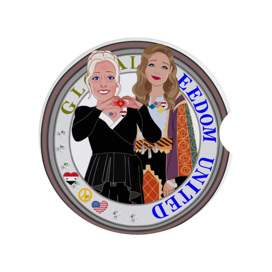 Ceramic Car Coaster GLOBAL FREEDOM UNITED© Women Syria & USA