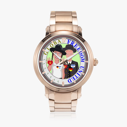 New Steel Strap Automatic Watch (With Indicators) GLOBAL FREEDOM UNITED© MEN GERMANY & ISRAEL