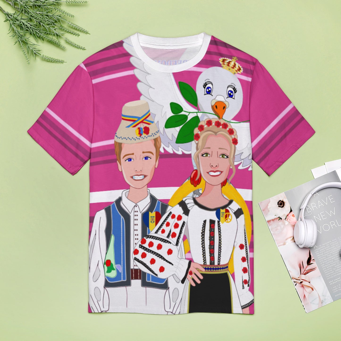 Women´s T-shirt GLOBAL FREEDOM UNITED© Couple Romania Pink2