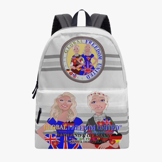 GLOBAL FREEDOM UNITED WOMEN ENGLAND & GERMANY OLD PEACE GREY All-over-print Canvas Backpack