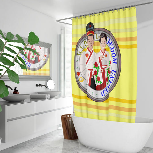 GLOBAL FREEDOM UNITED© Couple China Yellow - Quick-drying Shower Curtain