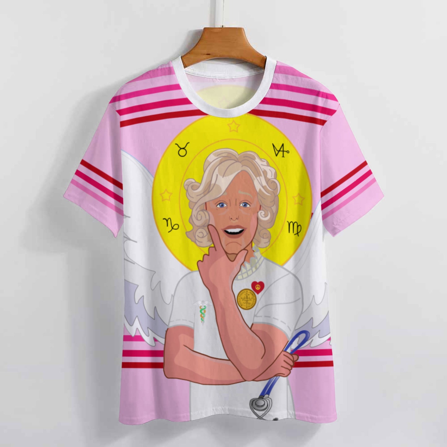 Women´s T-shirt 2 GLOBAL FREEDOM UNITED© Archangel Gabriel Arabic Pink1