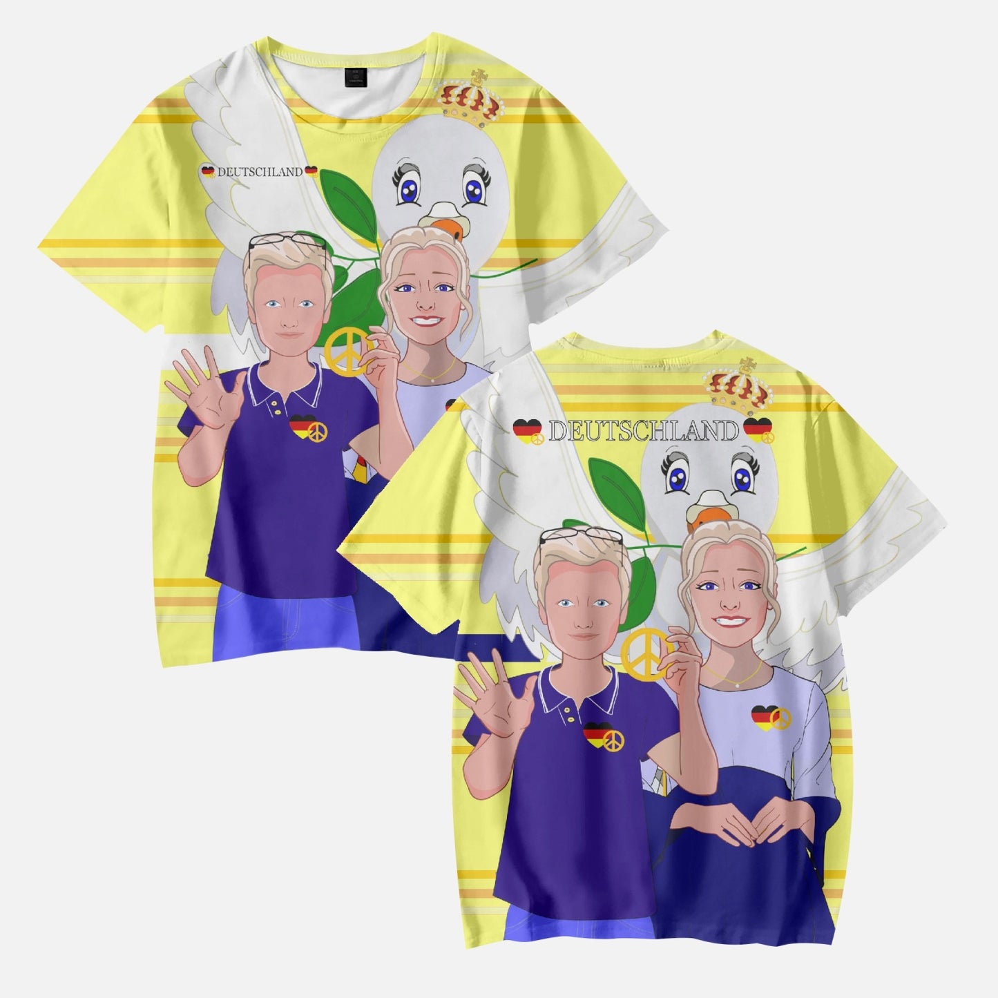 AOP Kids' Short T-Shirts GLOBAL FREEDOM UNITED COUPLE EDITION GERMANY V2 YELLOW