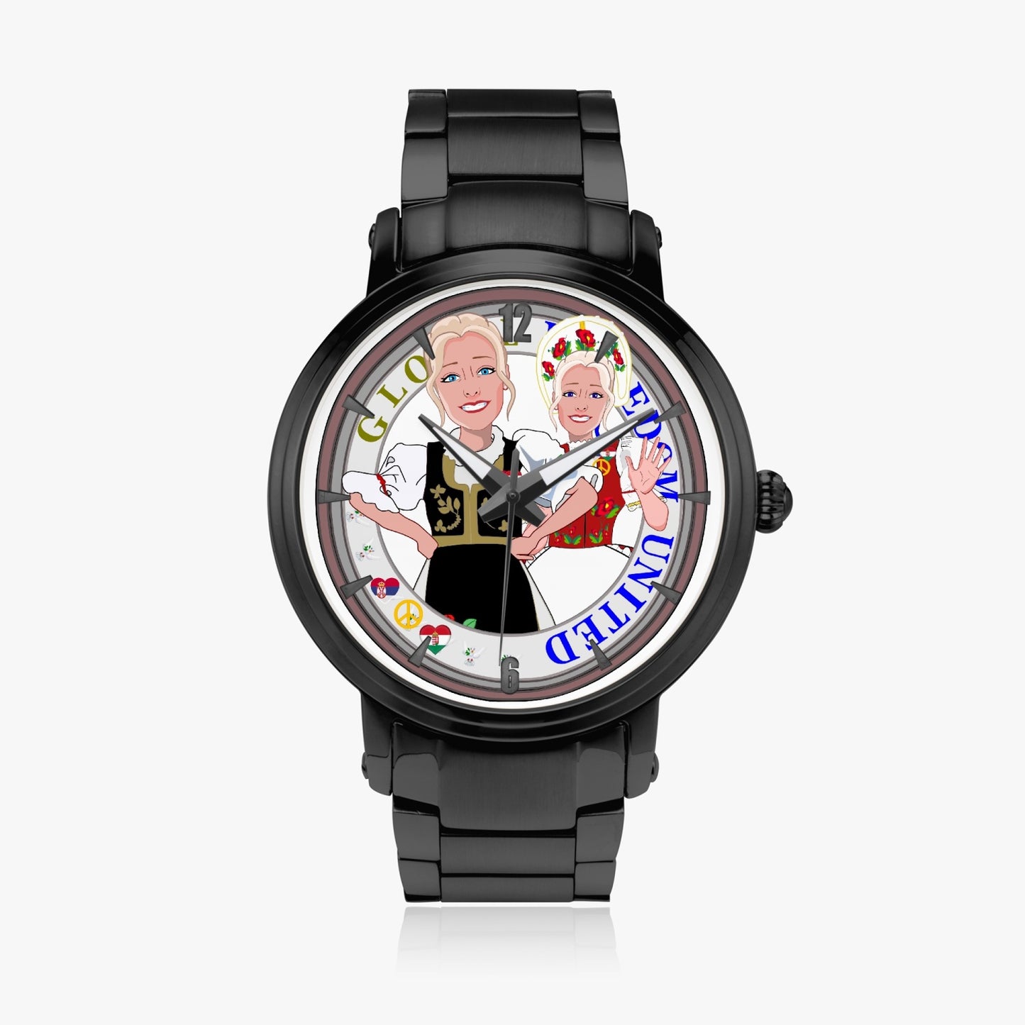 New Steel Strap Automatic Watch (With Indicators) GLOBAL FREEDOM UNITED© WOMEN SERBIA & HUNGARY