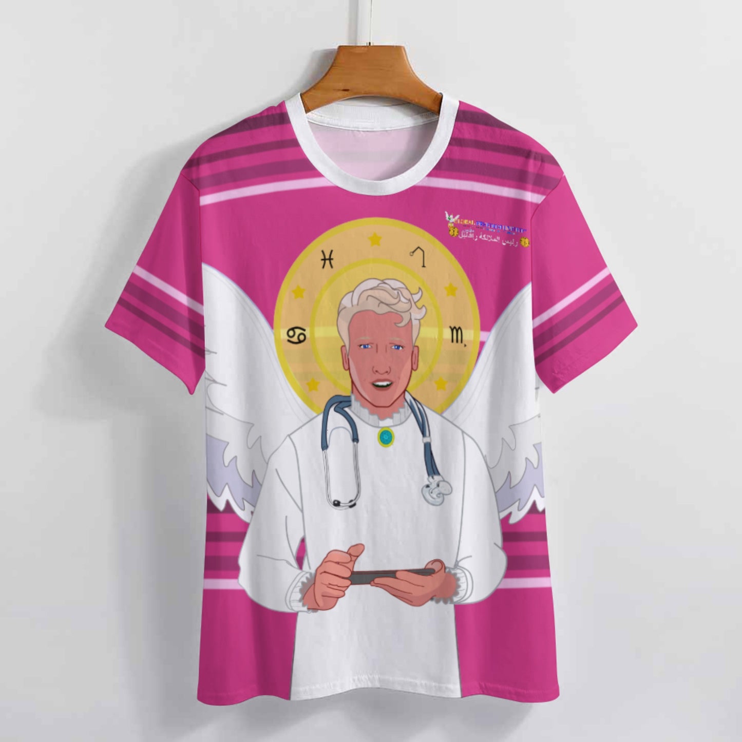 Women´s T-shirt GLOBAL FREEDOM UNITED© Archangel Rafael Arabic Pink2