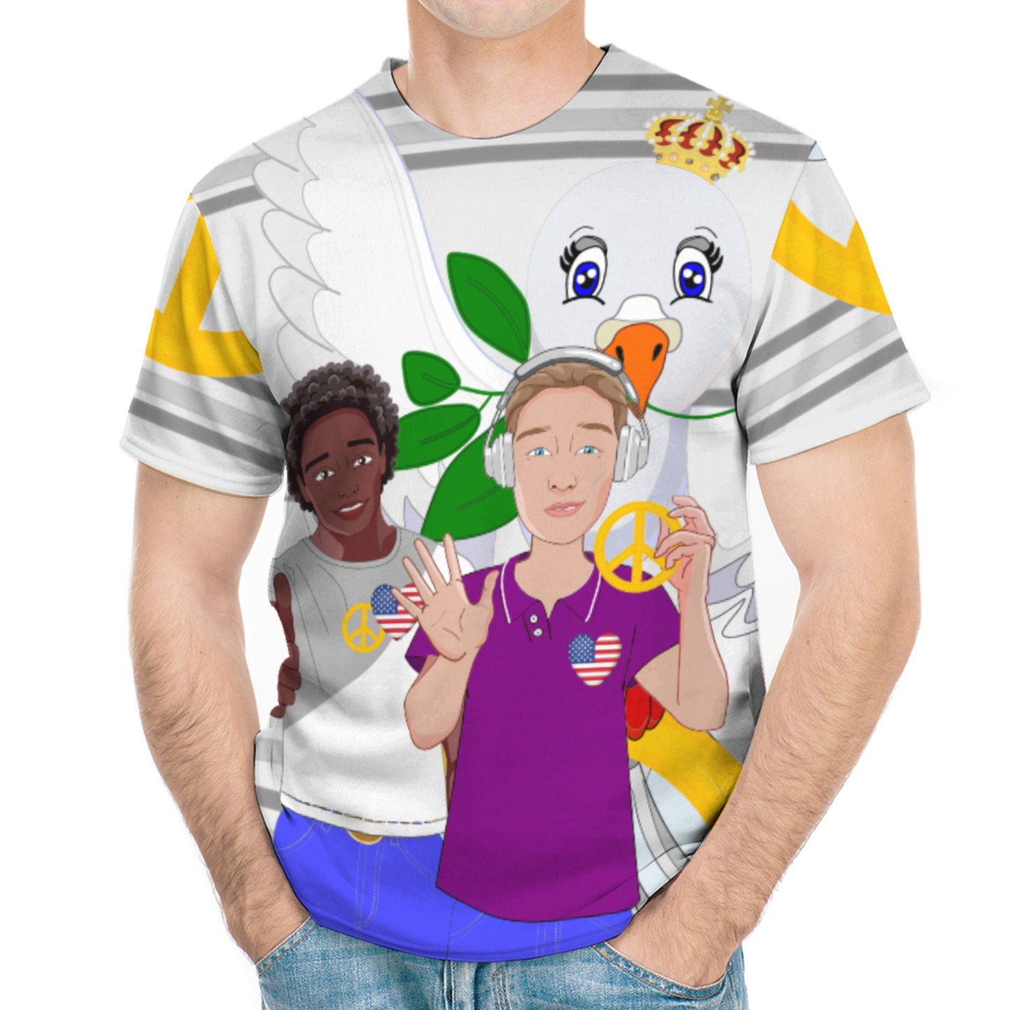 Men´s T-shirt GLOBAL FREEDOM UNITED© Anti Racism & Fascism USA Grey