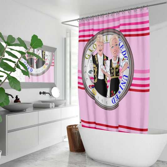 Quick-drying Shower Curtain GLOBAL FREEDOM UNITED COUPLE EDITION SERBIA PINK1