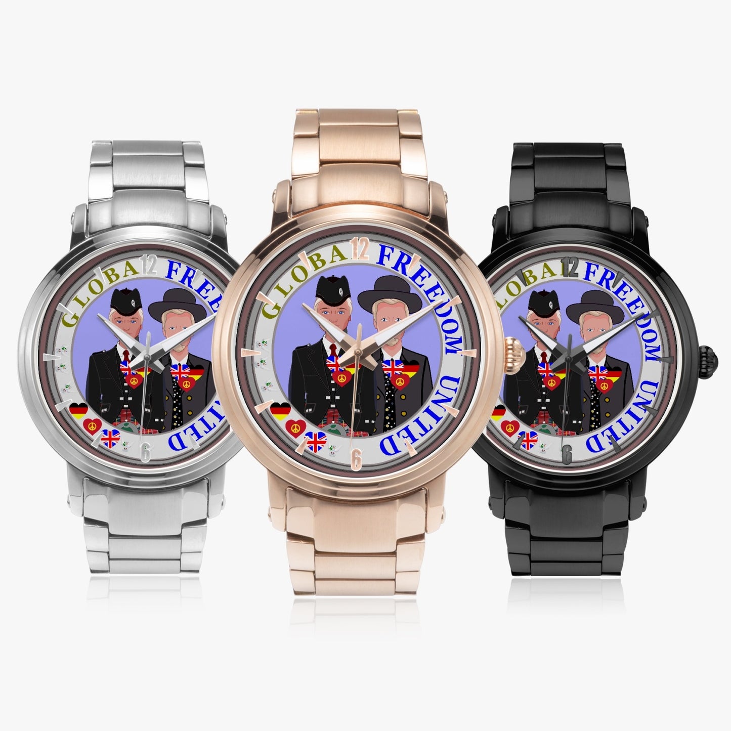 GLOBAL FREEDOM UNITED© New Steel Strap Automatic Watch (With Indicators) Men England & Germany