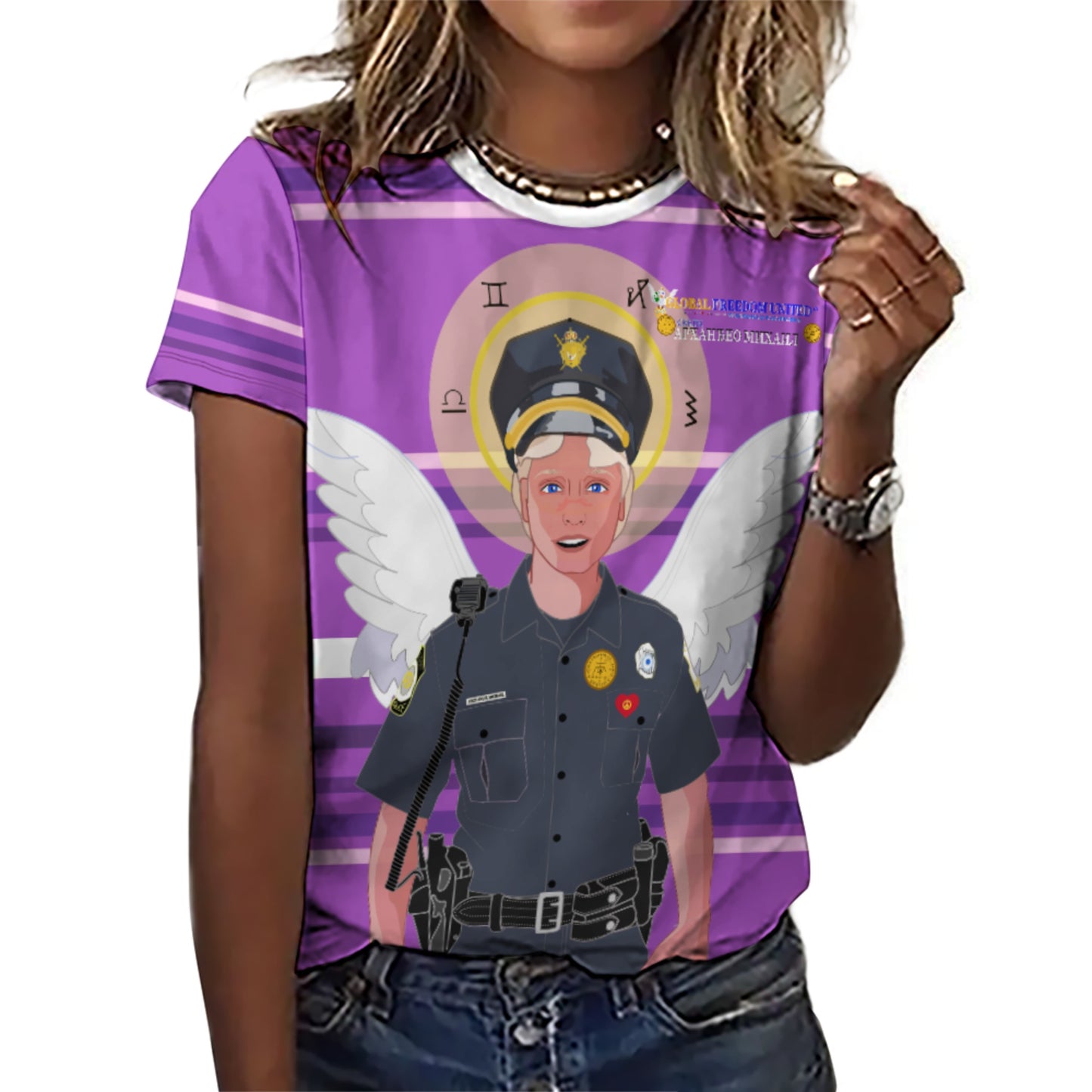 Women´s T-shirt  GLOBAL FREEDOM UNITED© Archangel Michael Serbia V4 Lilac