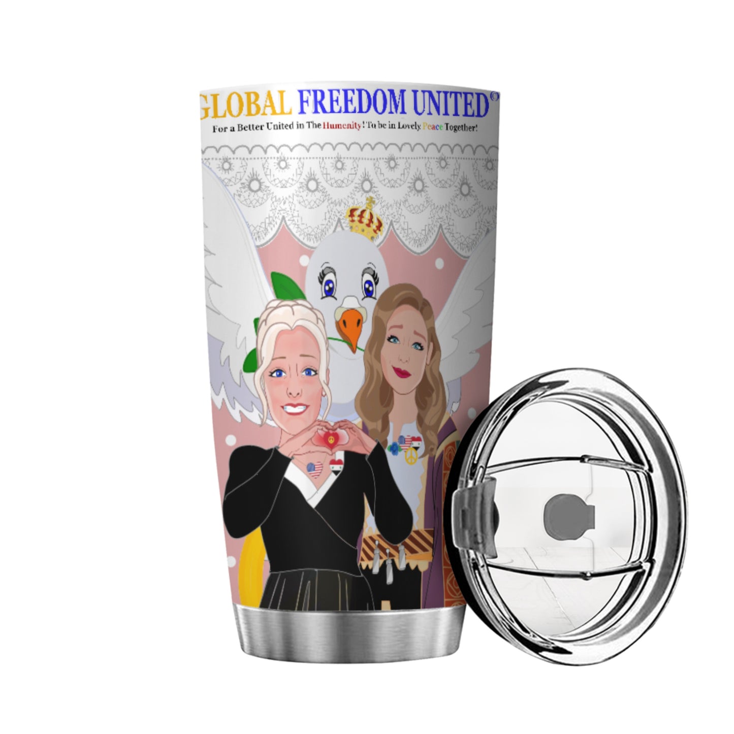 Tumbler GLOBAL FREEDOM UNITED© Women Syria & USA Pink1