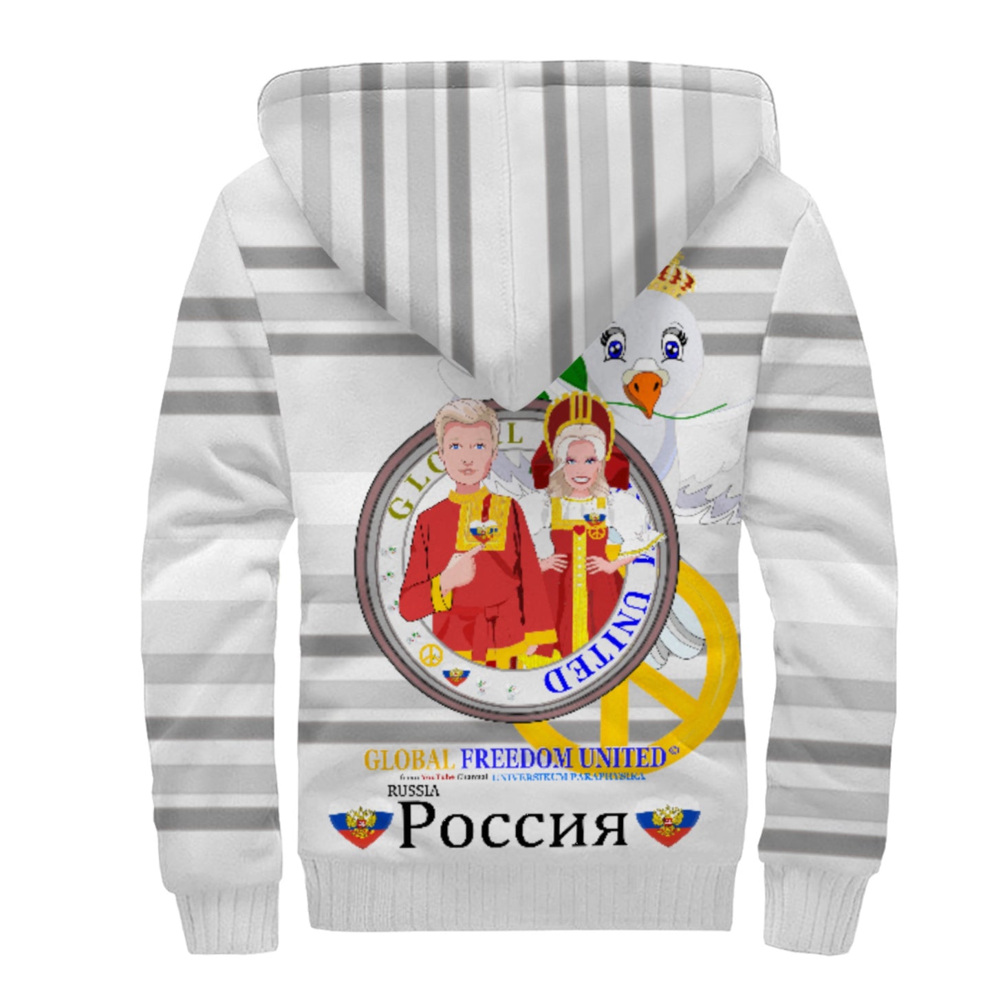 Plush Hoodie GLOBAL FREEDOM UNITED© Couple Russia Grey