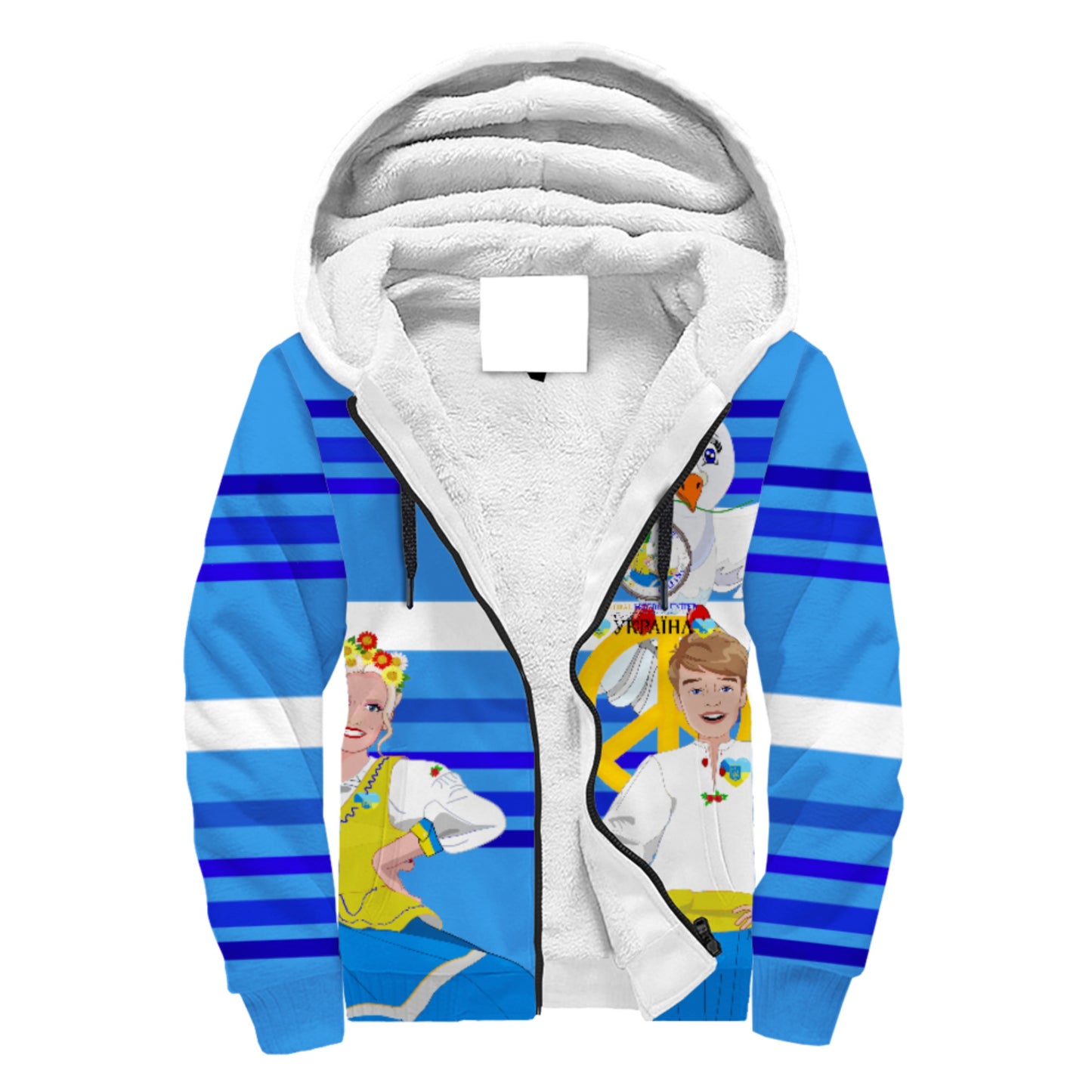 Plush Hoodie GLOBAL FREEDOM UNITED© Couple Ukrain Deep Blue