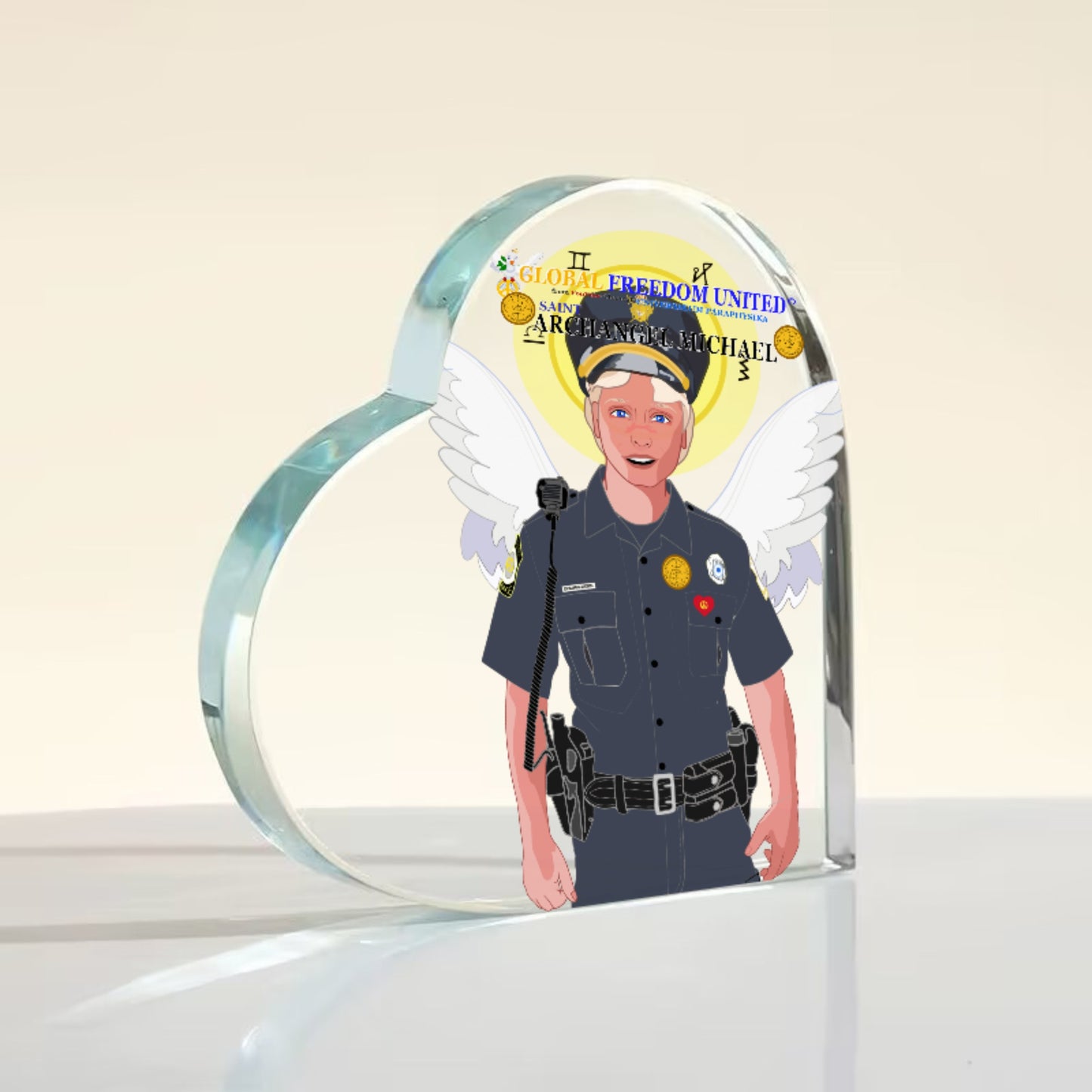 Acryl Heart GLOBAL FREEDOM UNITED© Archangel Michael As Policemen