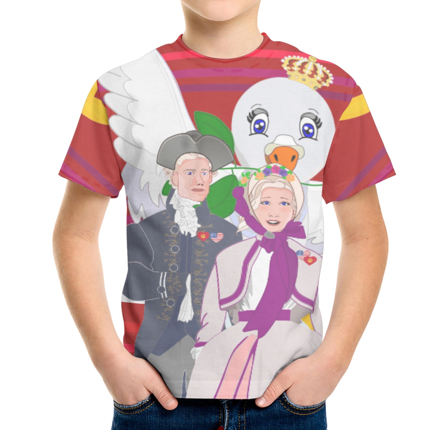 Kid´s T-shirt GLOBAL FREEDOM UNITED© Couple USA V3 Red