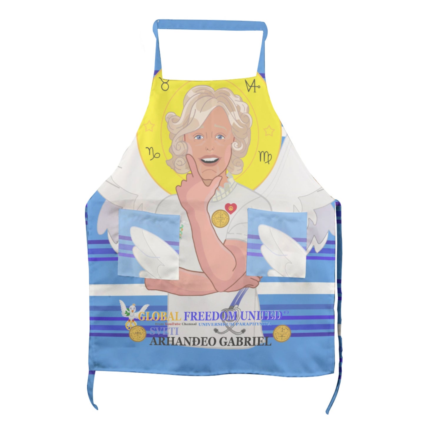Apron GLOBAL FREEDOM UNITED© Archangel Gabriel Croatia Deep Blue