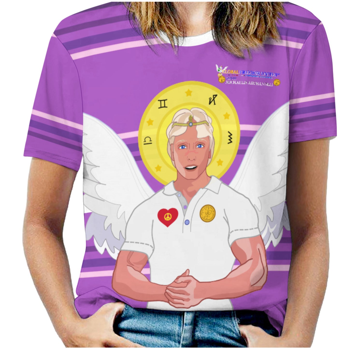 Women´s T-shirt  Global Freedom United© Archangel Michael In Latin V2 Lilac