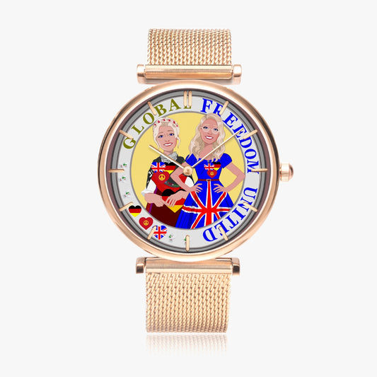 GLOBAL FREEDOM UNITED© New Stylish Ultra-Thin Quartz Watch (With Indicators) Women England & Germany