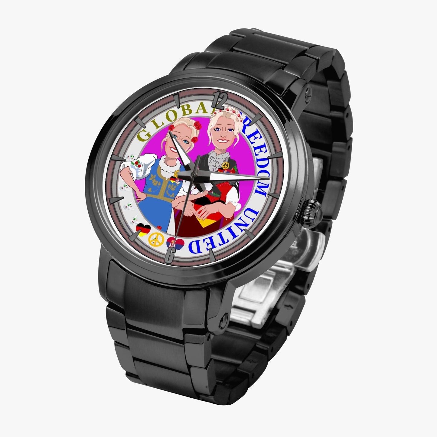 New Steel Strap Automatic Watch (With Indicators) GLOBAL FREEDOM UNITED© Women Serbia & Germany