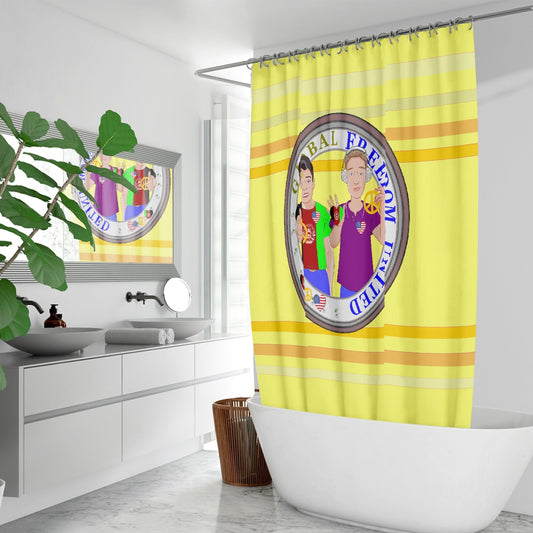 Quick-drying Shower Curtain GLOBAL FREEDOM UNITED© Women Afghanistan & USA Yellow