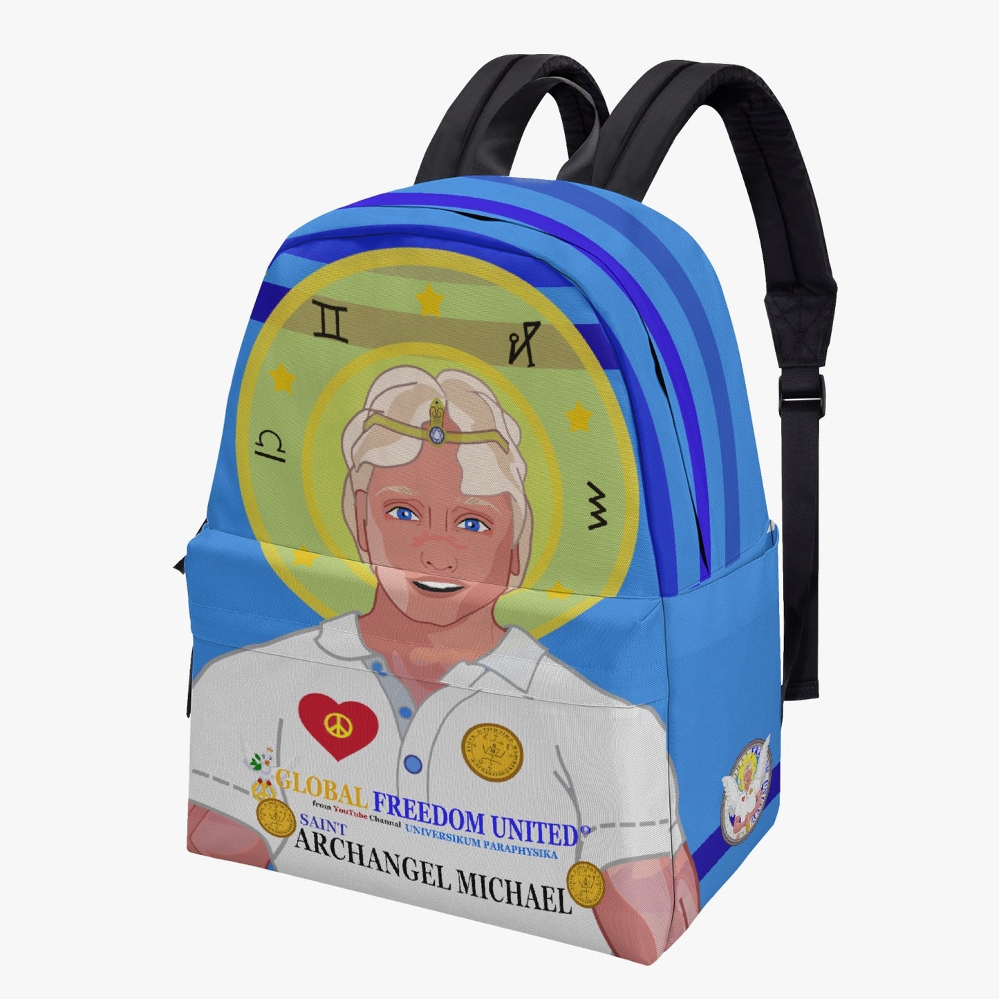 GLOBAL FREEDOM UNITED© Archangel Michael English Deep Blue - All-over-print Canvas Backpack
