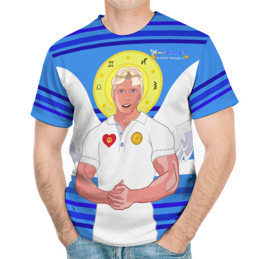 Men´s T-shirt  GLOBAL FREEDOM UNITED© Archangel Michael In Latin V2 Deep Blue