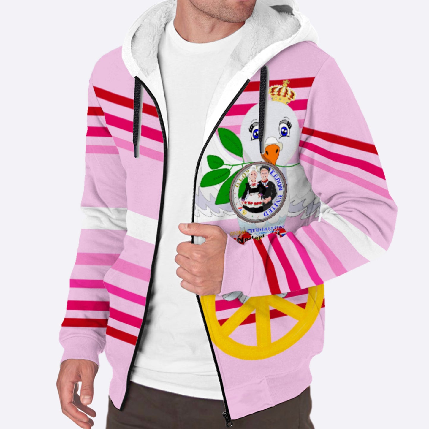 Plush Hoodie GLOBAL FREEDOM UNITED© Couple Nederland Pink1