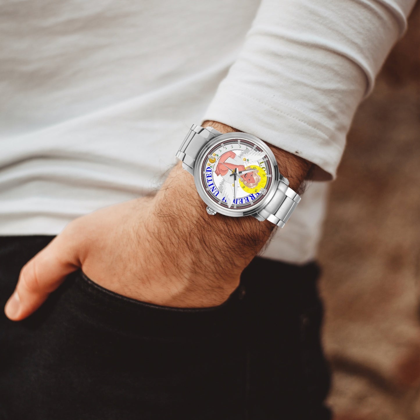 New Steel Strap Automatic Watch (With Indicators) GLOBAL FREEDOM UNITED© ARCHANGEL GABRIEL