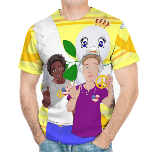 Men´s T-shirt GLOBAL FREEDOM UNITED© Anti Racism & Fascism USA Yellow