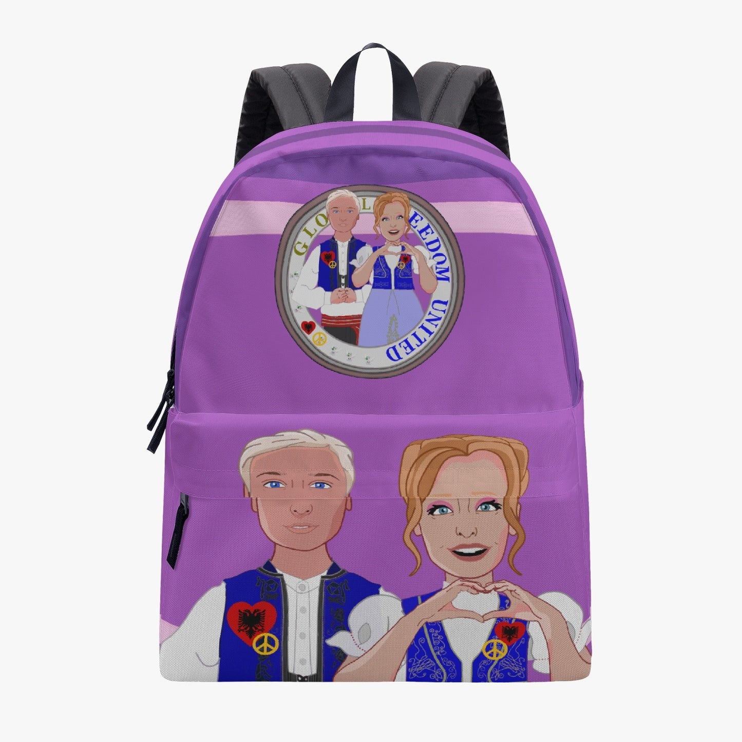 GLOBAL FREEDOM UNITED© Couple Albania Lilac - All-over-print Canvas Backpack