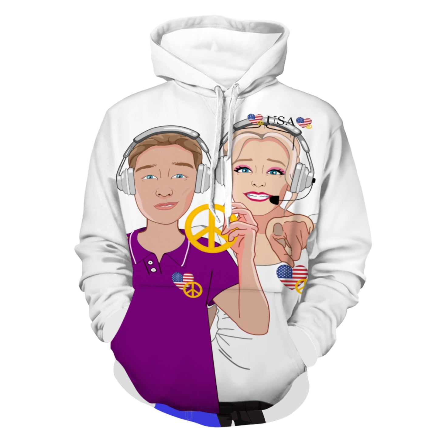 Hoodie GLOBAL FREEDOM UNITED© Couple USA Wight American