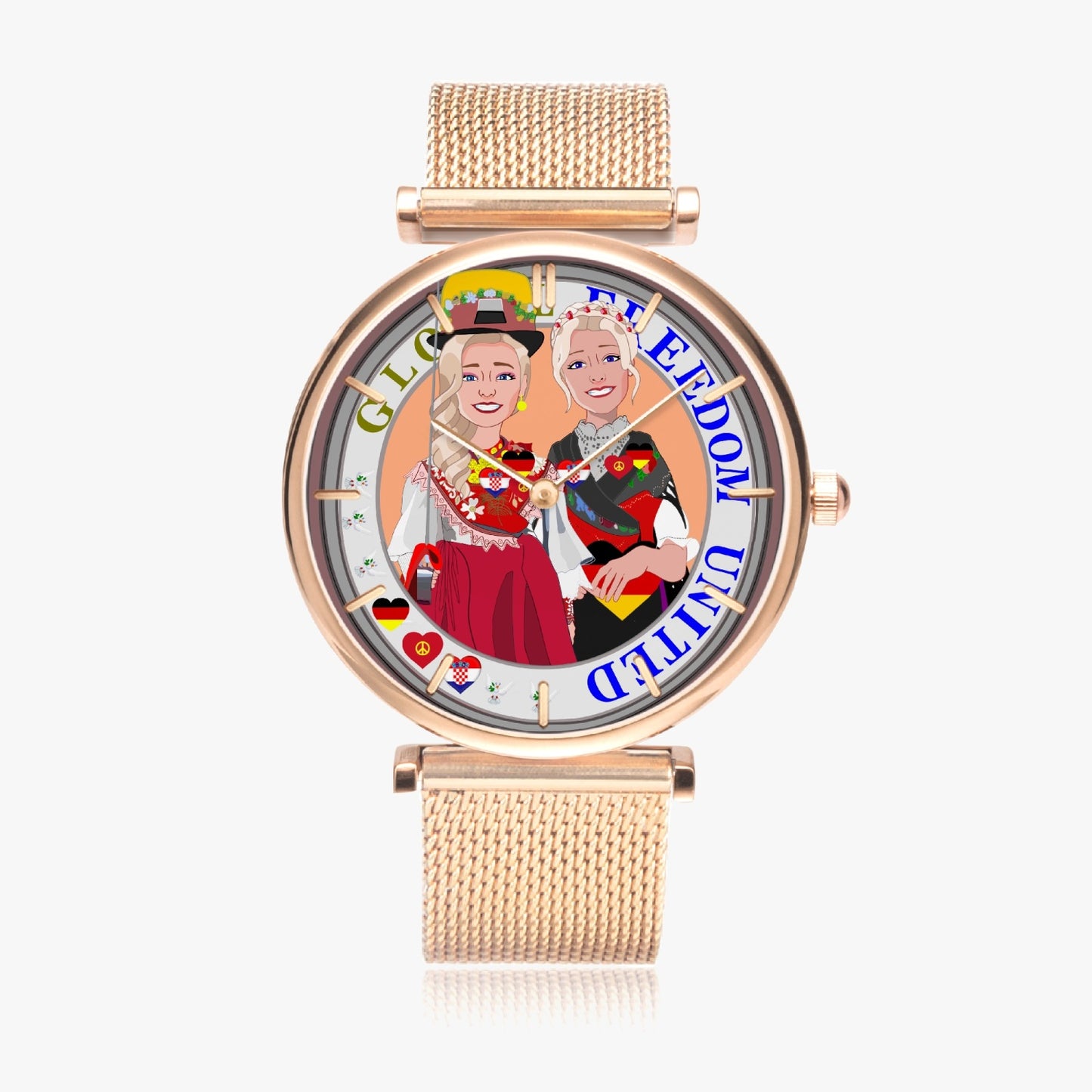 GLOBAL FREEDOM UNITED© New Stylish Ultra-Thin Quartz Watch (With Indicators) Women Croatia & Germany