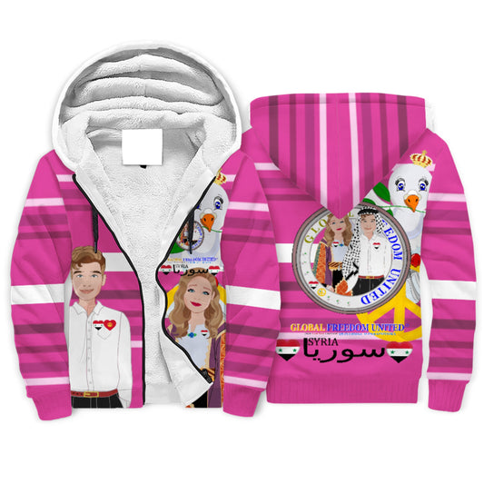 Plush Hoodie GLOBAL FREEDOM UNITED© Couple Syria Pink2