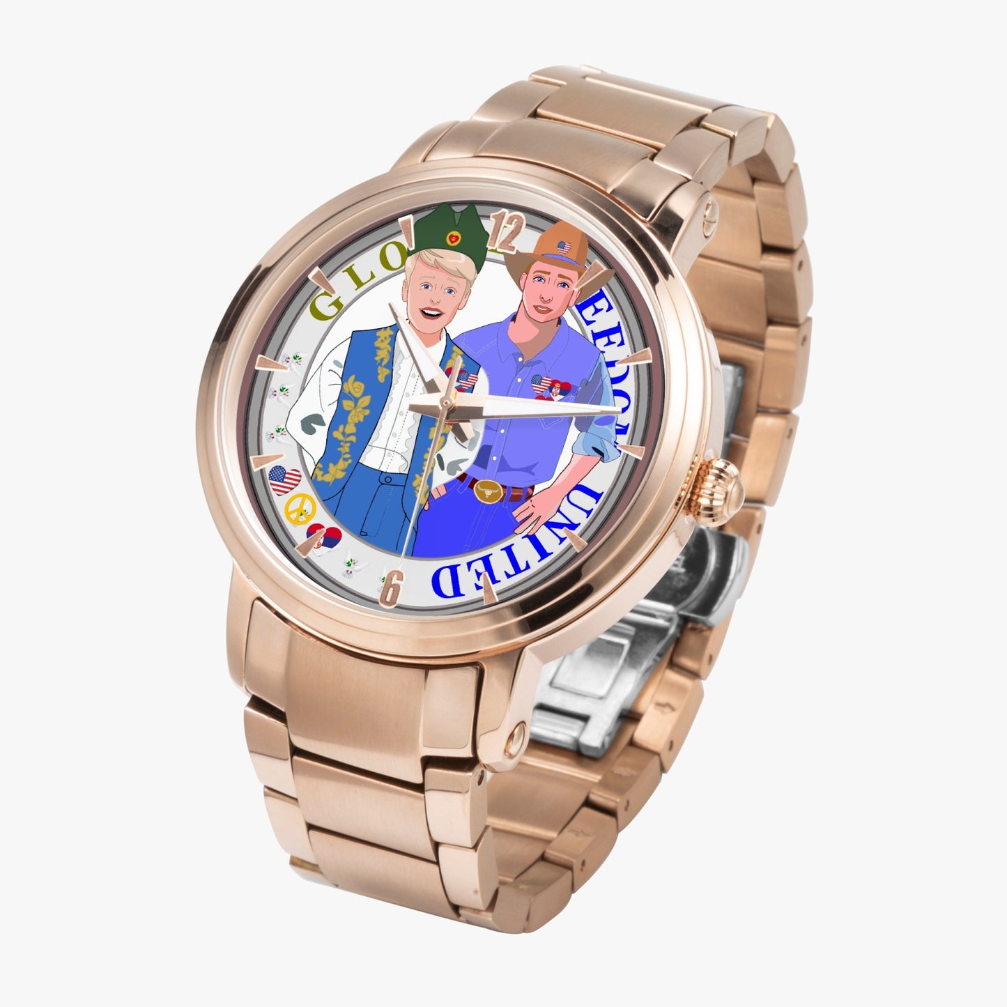 GLOBAL FREEDOM UNITED© New Steel Strap Automatic Watch (With Indicators) Men Serbia & USA