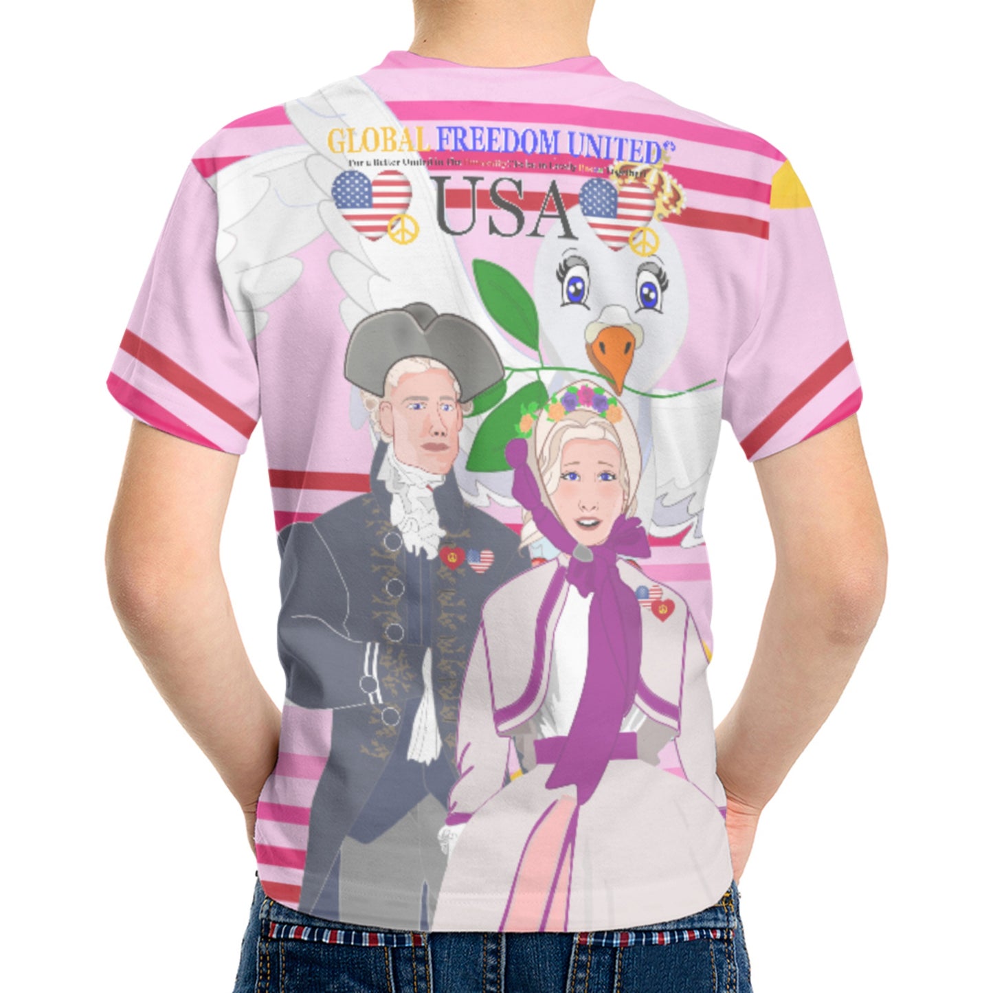 Kid´s T-shirt GLOBAL FREEDOM UNITED© Couple USA V3 Pink1