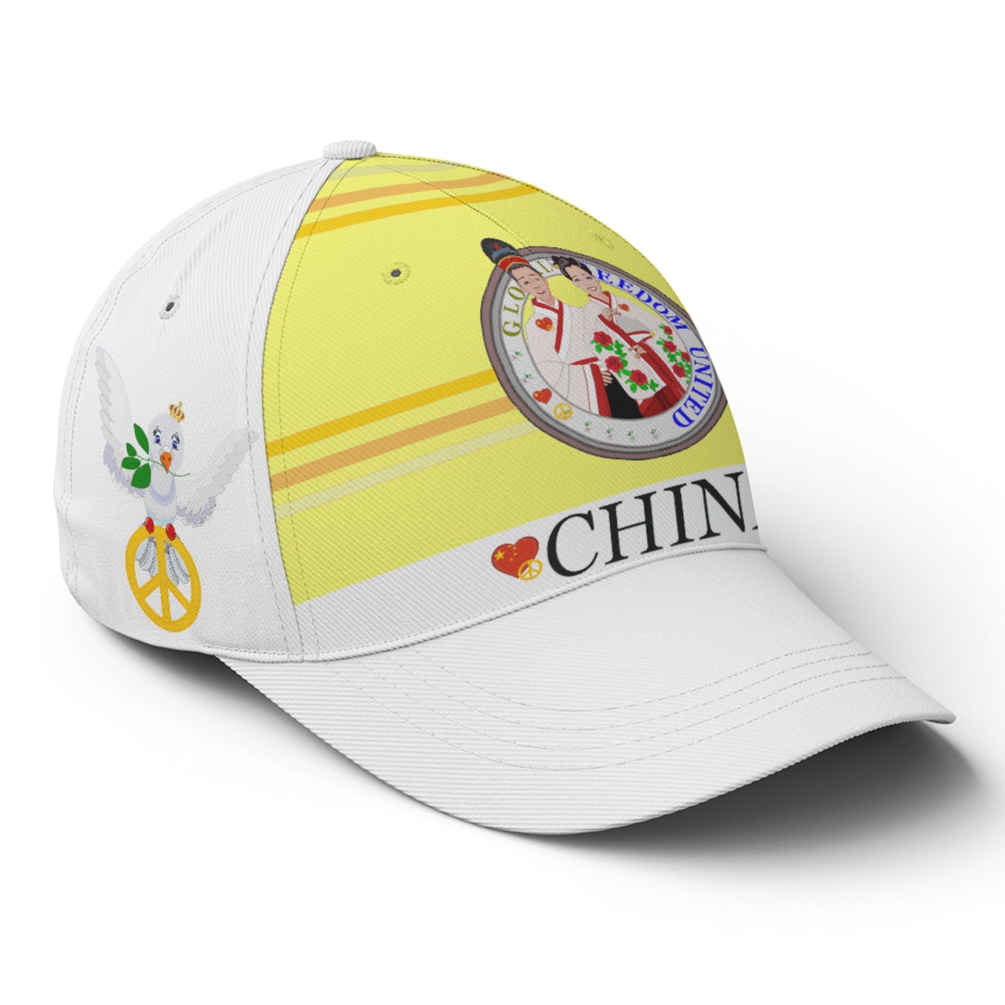 Basketball Cap GLOBAL FREEDOM UNITED© Couple China Yellow