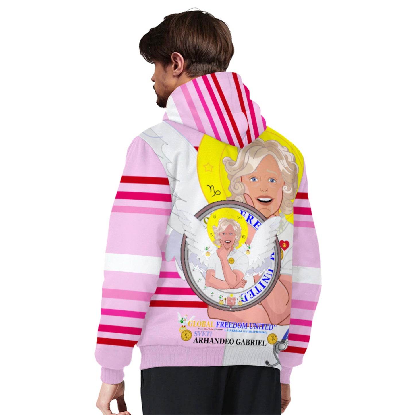 Plush Hoodie GLOBAL FREEDOM UNITED© Archangel Gabriel Croatia Pink1