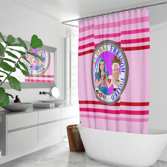 Quick-drying Shower Curtain GLOBAL FREEDOM UNITED© Women Afghanistan & USA PINK