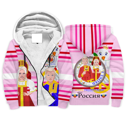 Plush Hoodie GLOBAL FREEDOM UNITED© Couple Russia Pink1