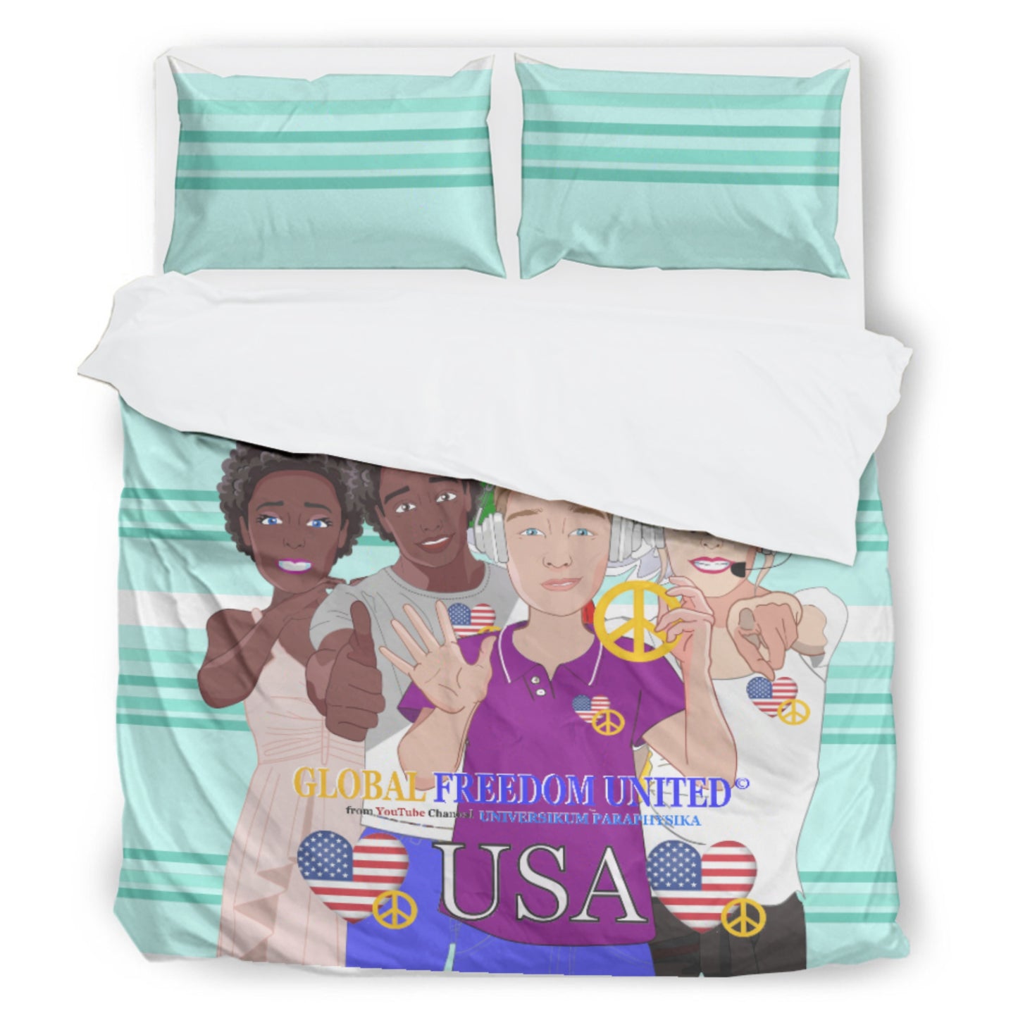 Bed Line GLOBAL FREEDOM UNITED© Couple USA Light Green